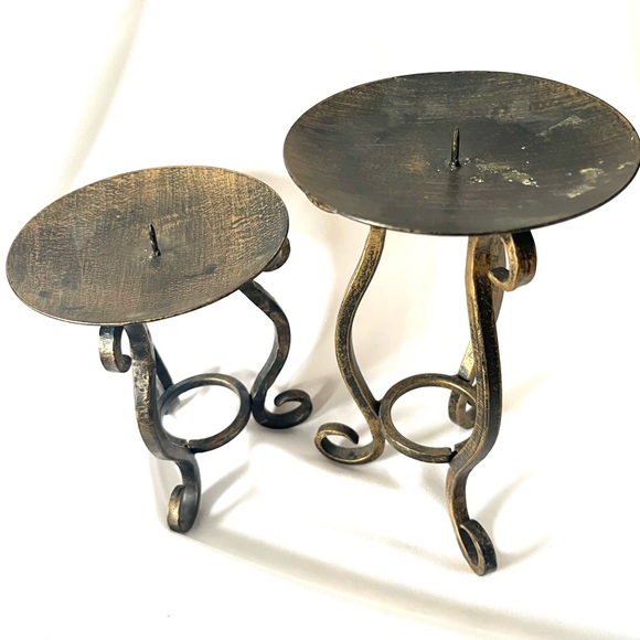 Vintage Brass Candle Holders- set of 2 - Picture 5 of 7